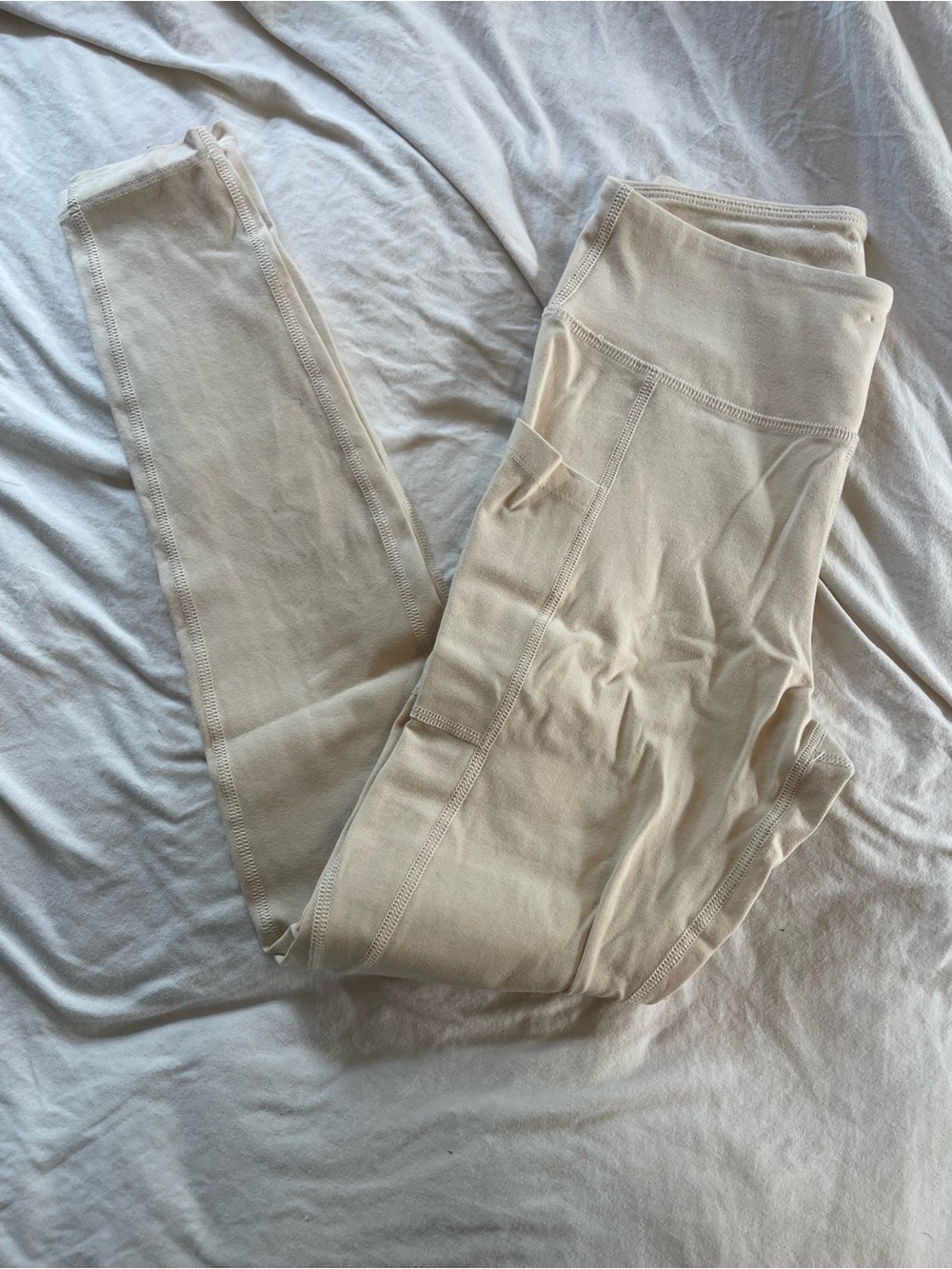 MATE the Label Cream High-Waist Leggings with Side Pocket